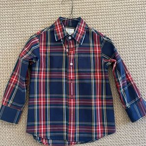 J.Crew Crewcuts Navy Plaid Poplin Shirt Size 6-7